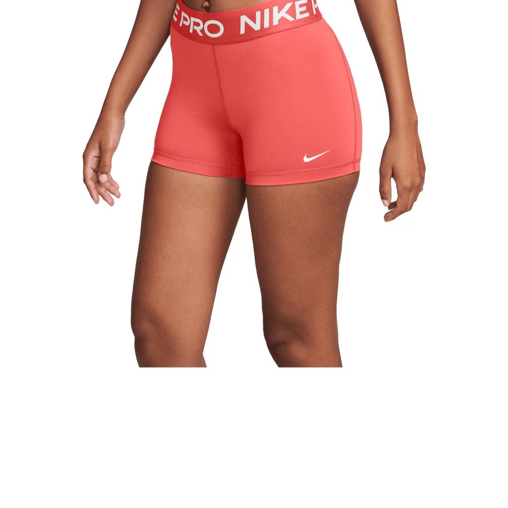 Nike Coral High-Rise Pro Bike Shorts with White Swoosh